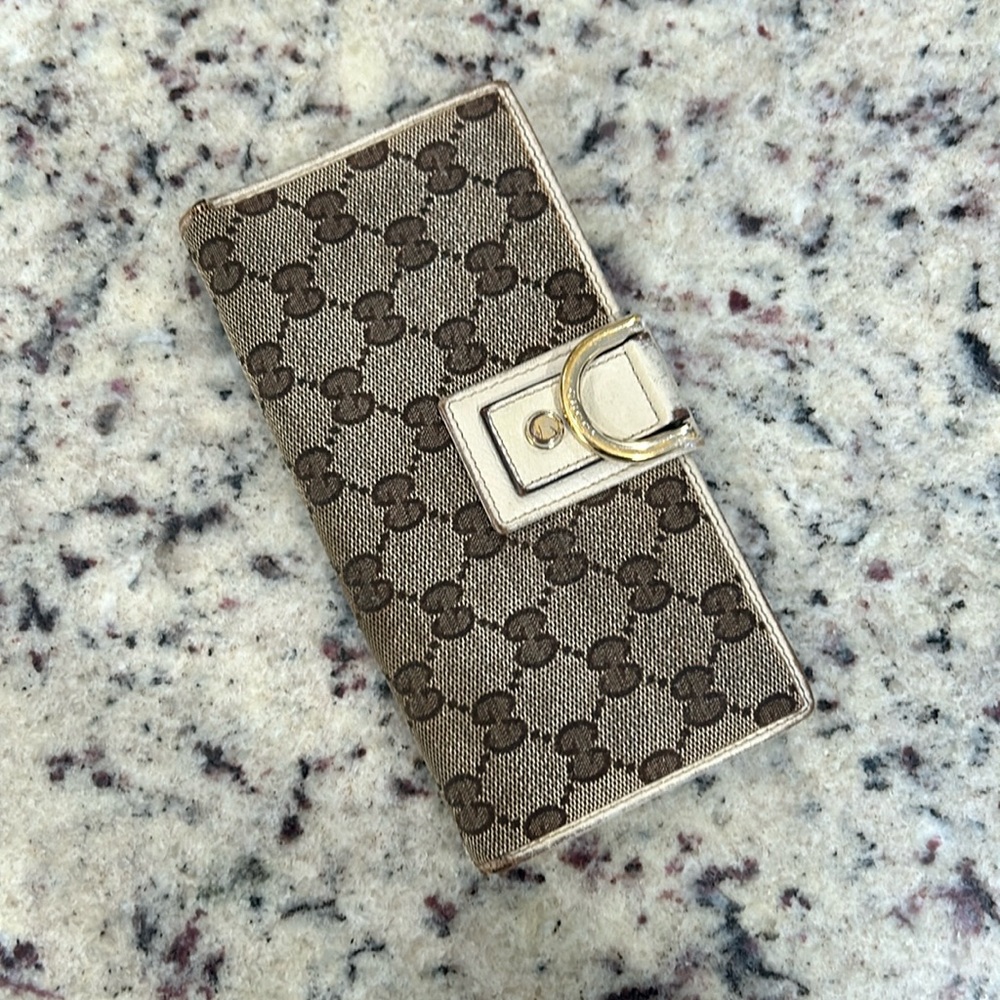 Gucci Monogram Canvas and Leather Long Wallet
